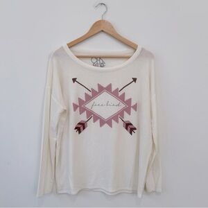 Chaser Top Womens Medium Long sleeve Shirt Round Neck Made in USA Free Bird New